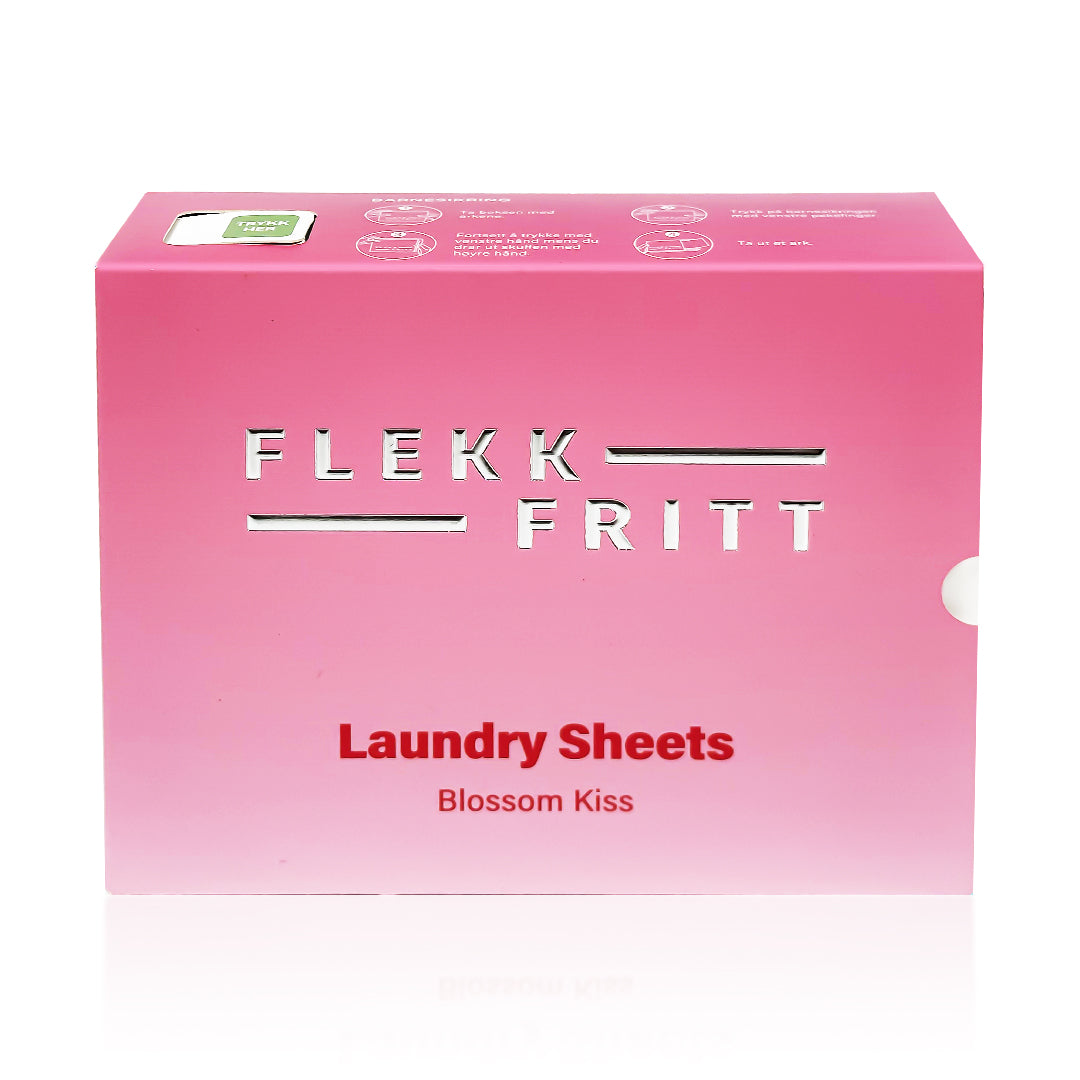 Þvottaþynnur Blossom Kiss sýndar í umbúðum með blómailm