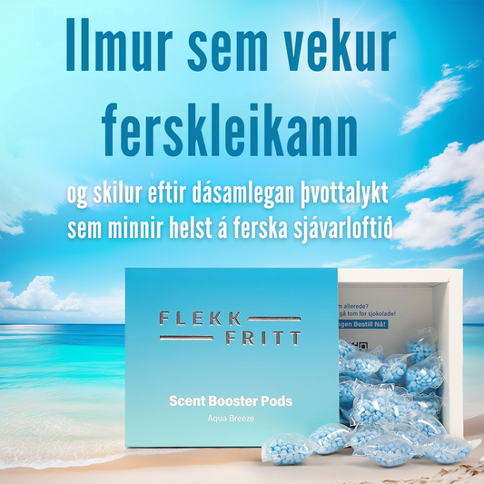 Nærmynd af bláum Aqua Breeze pod