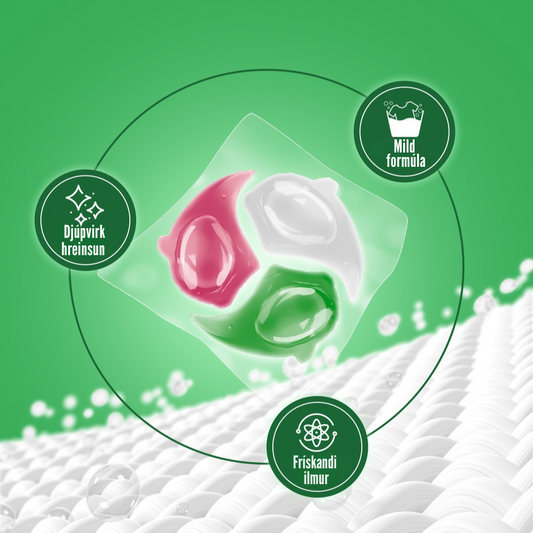 Hylki með þvotti, blettahreinsun og ilm í einu