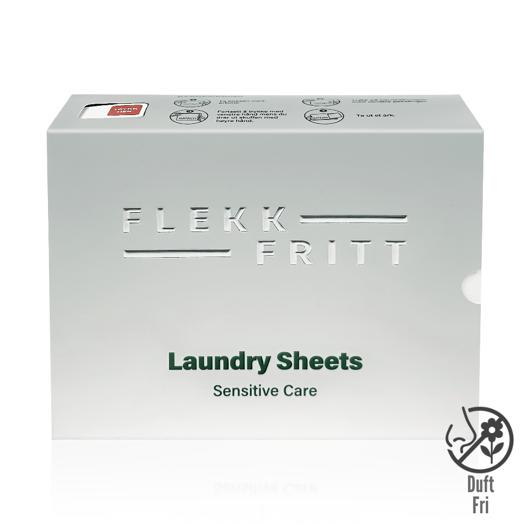 Flekkfritt Sensitive Care sýnt í hvítum og bleikum umbúðum