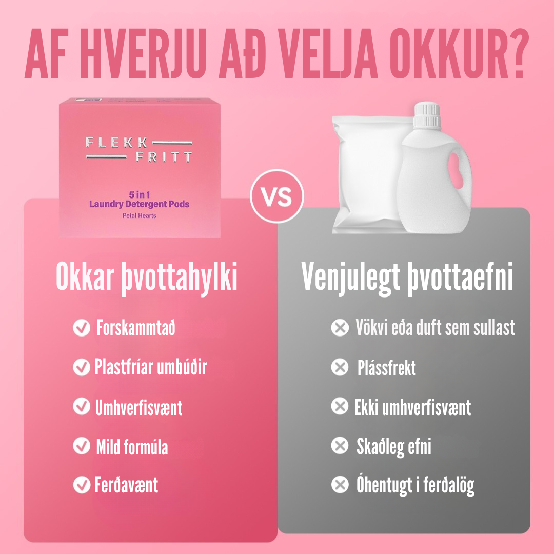 Flekkfritt 5 i 1 Þvottahylki  Petal Hearts 40 stk