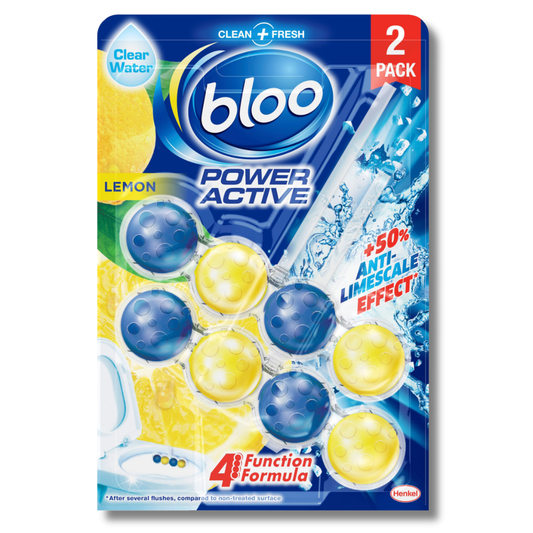 Bloo Power Active Toilet Rim Block Lemon 2x50g