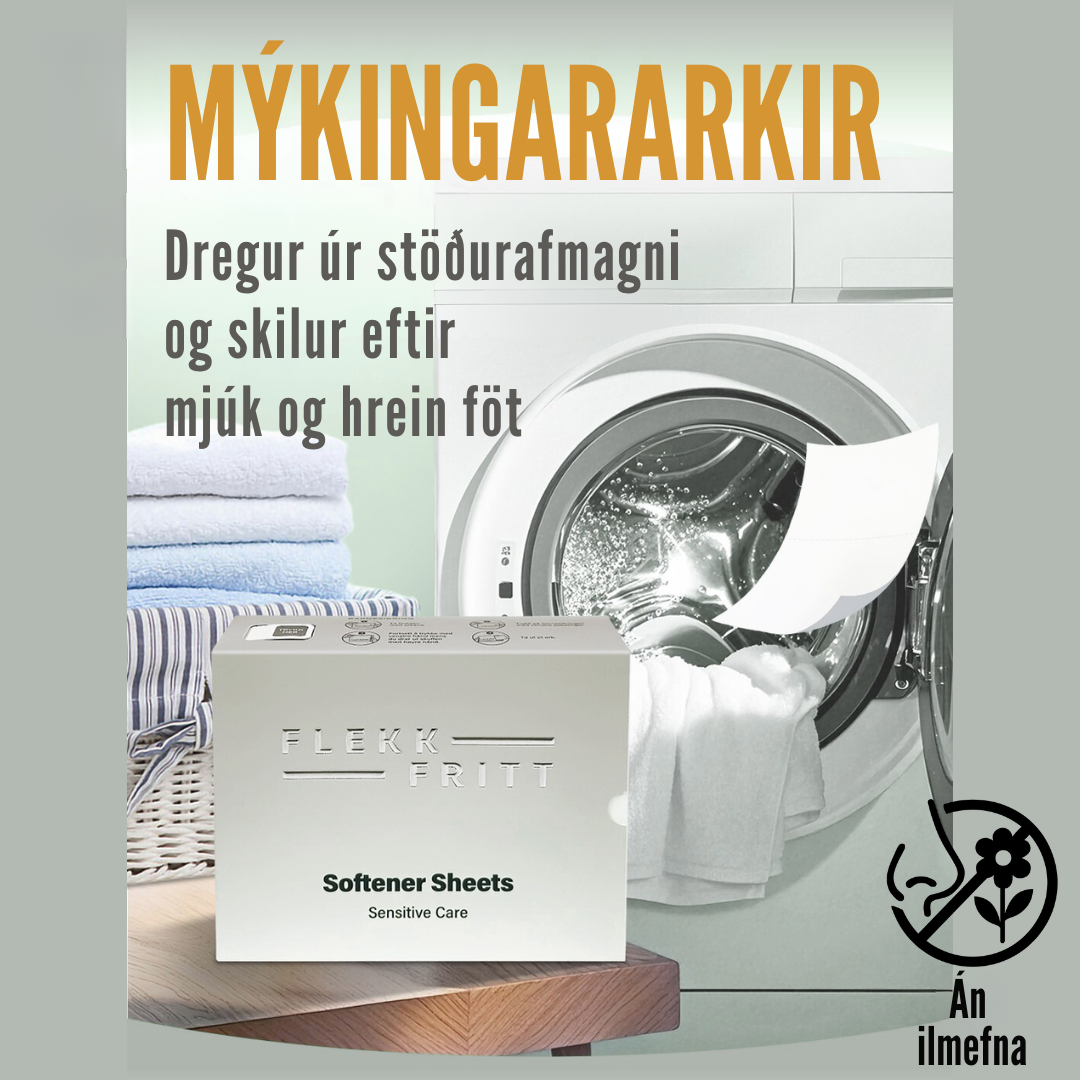 Flekkfritt Mýkingararkir Án ilmefna Sensitive Care 50stk <100 þvottar
