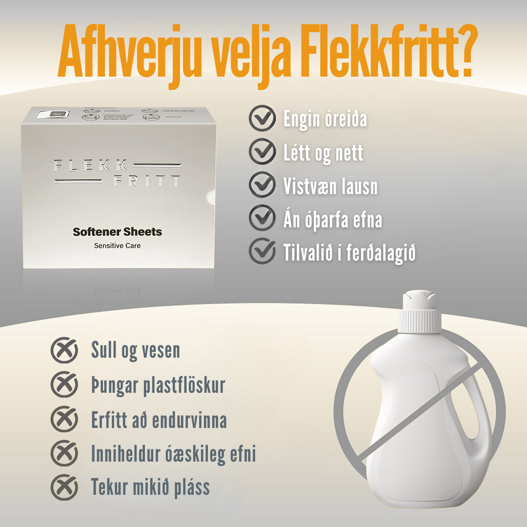 Flekkfritt Mýkingararkir Án ilmefna Sensitive Care 50stk <100 þvottar