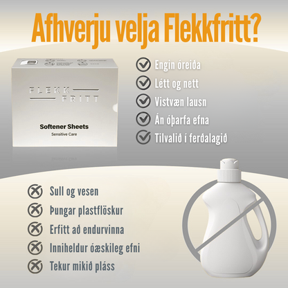 Flekkfritt Mýkingararkir Án ilmefna Sensitive Care 50stk <100 þvottar