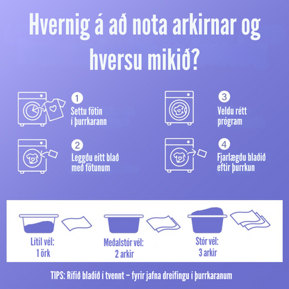 Flekkfritt Þurrkaraarkir Lavender Serenity 40 stk