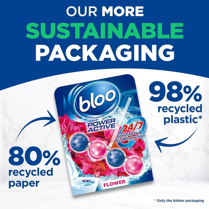 Bloo Power Active Toilet Rim Block Flower 2x50g