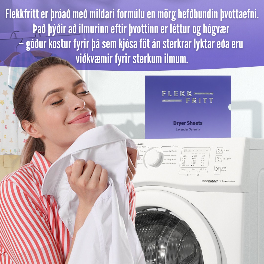 Flekkfritt Þurrkaraarkir Lavender Serenity 40 stk