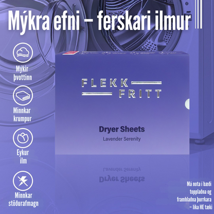 Flekkfritt Þurrkaraarkir Lavender Serenity 40 stk