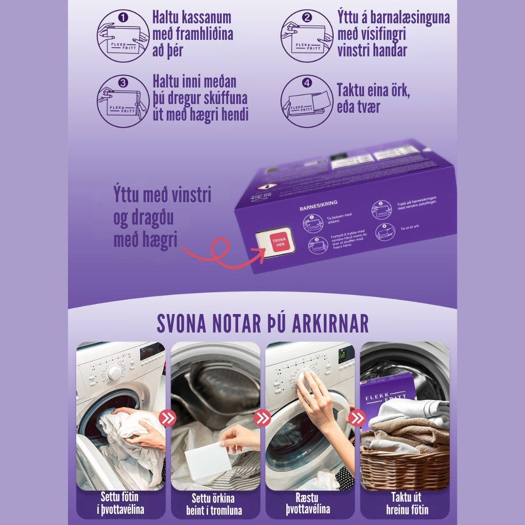 Flekkfritt Mýkingararkir Lavender Serenity 50stk <100 þvottar