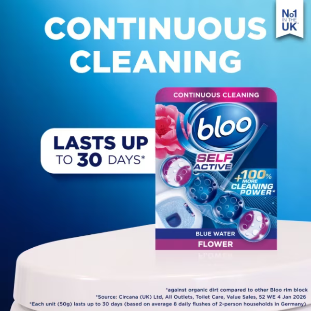 Bloo Colour Self Active Toilet Rim Block Flower 3x50g