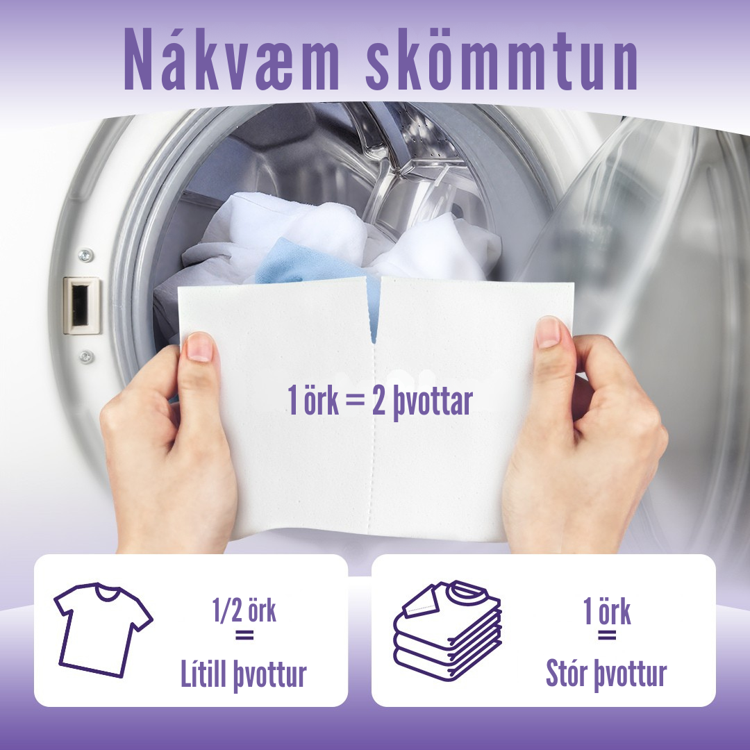 Flekkfritt Mýkingararkir Lavender Serenity 50stk <100 þvottar
