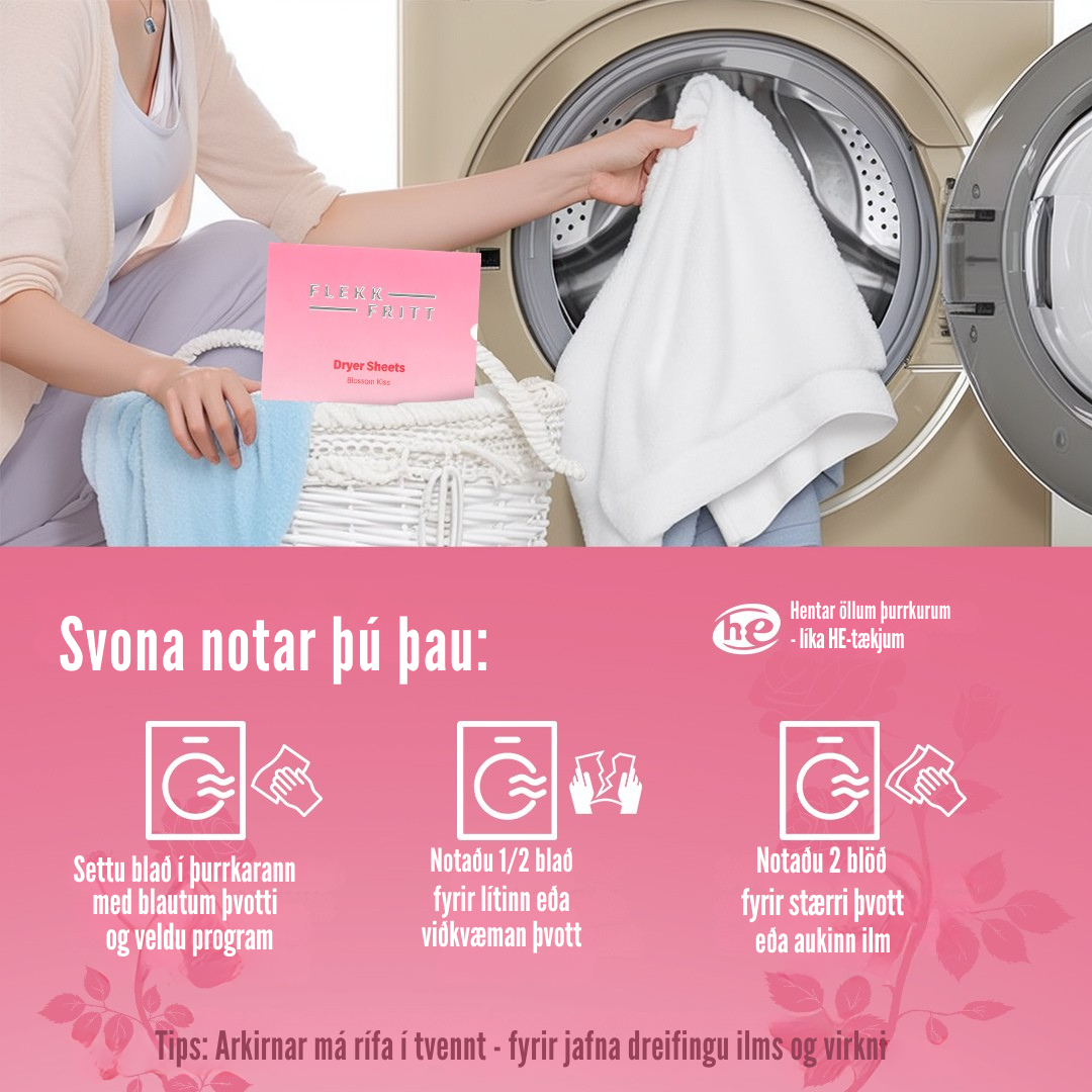 Flekkfritt Þurrkaraarkir Blossom Kiss 40 stk