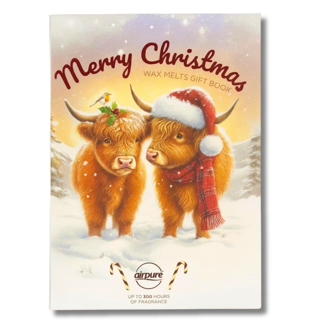 Airpure Merry Christmas Wax Melts Gift Book Highland Cow