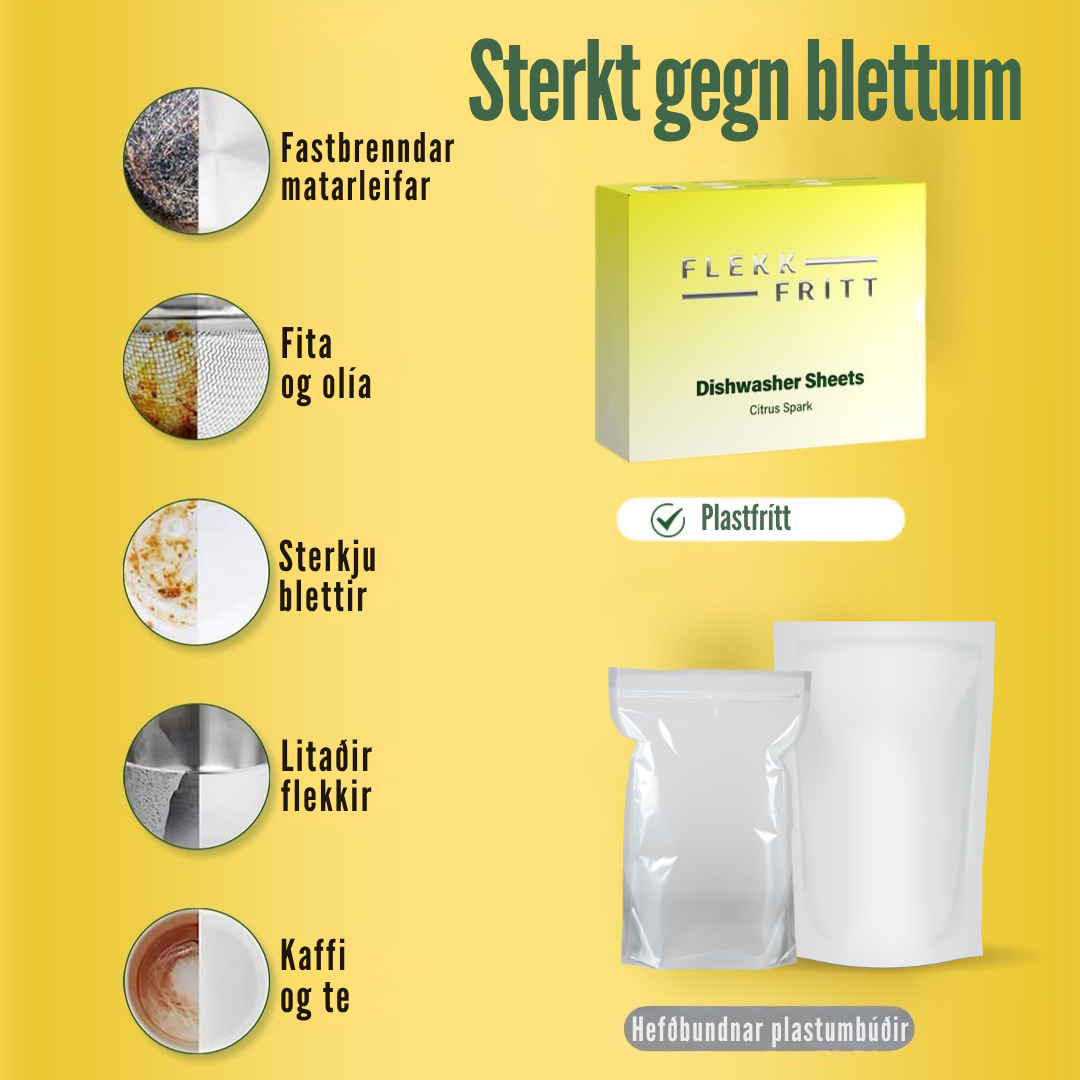 Flekkfritt Uppvaskarkir Citrus Spark 50stk <100 þvottar