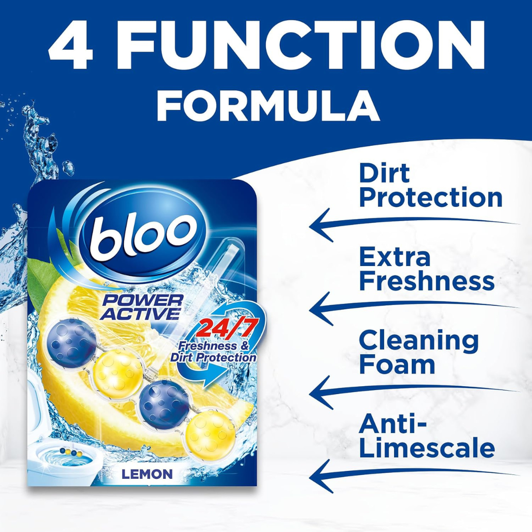 Bloo Power Active Toilet Rim Block Lemon 2x50g