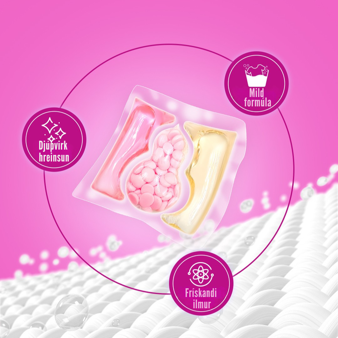 Flekkfritt 3 í 1 Þvottahylki  Bloom Duo 40 stk
