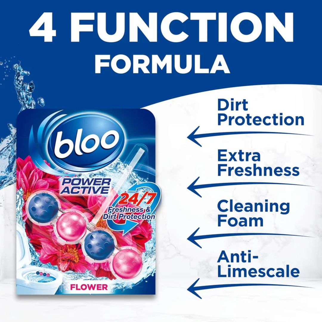 Bloo Power Active Toilet Rim Block Flower 2x50g
