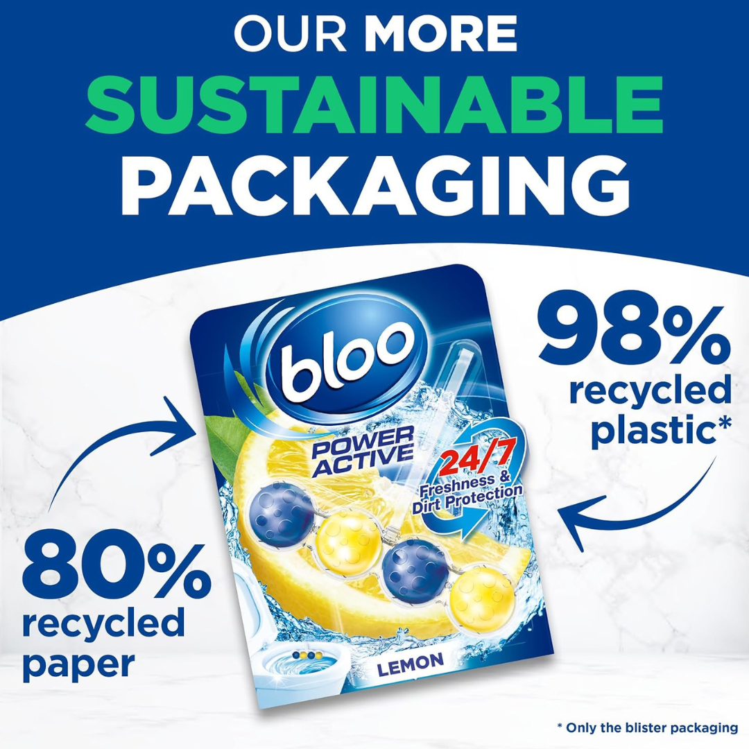 Bloo Power Active Toilet Rim Block Lemon 2x50g