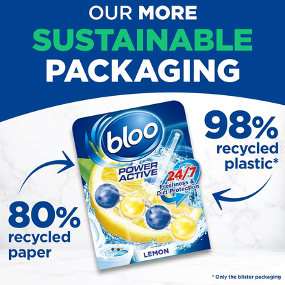 Bloo Power Active Toilet Rim Block Lemon 2x50g