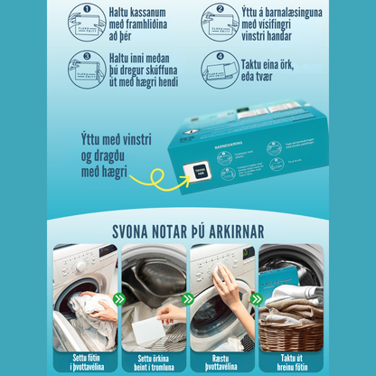 Flekkfritt Mýkingararkir Aqua Breeze 50stk <100 þvottar