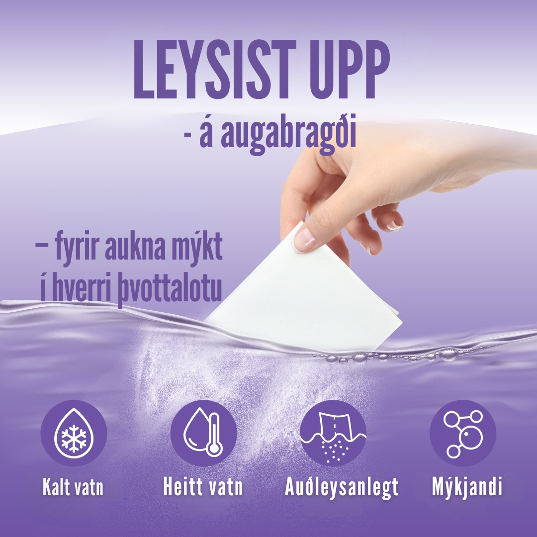 Flekkfritt Mýkingararkir Lavender Serenity 50stk <100 þvottar