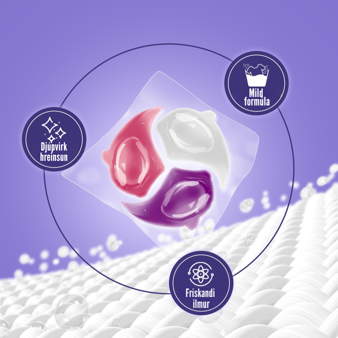 Flekkfritt 3 i 1 Þvottahylki Triple Bloom 40 stk