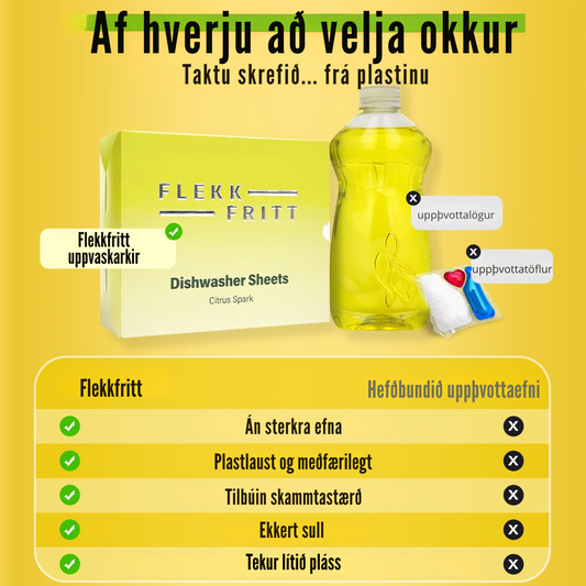 Flekkfritt Uppvaskarkir Citrus Spark 50stk <100 þvottar