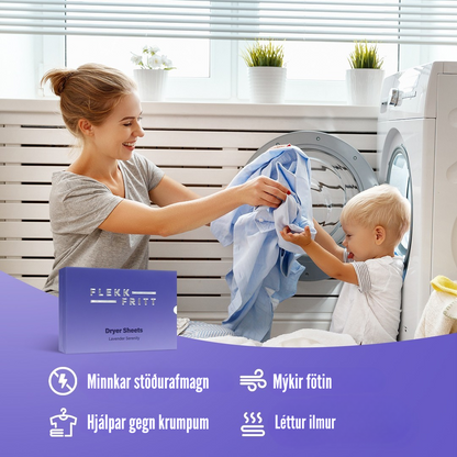 Flekkfritt Þurrkaraarkir Lavender Serenity 40 stk