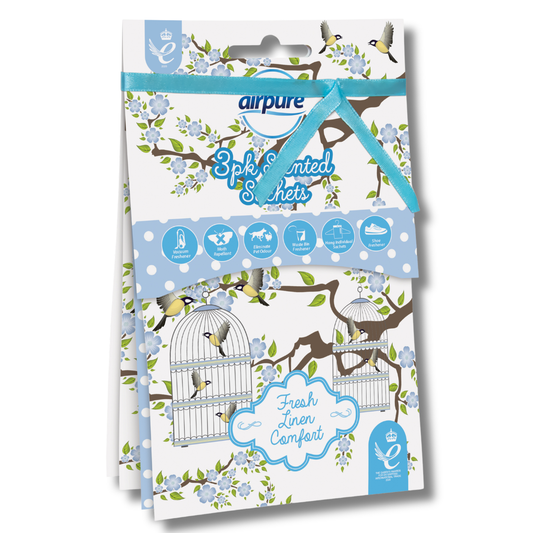 Airpure Scented Sachets Fresh Linen Comfort 3pk