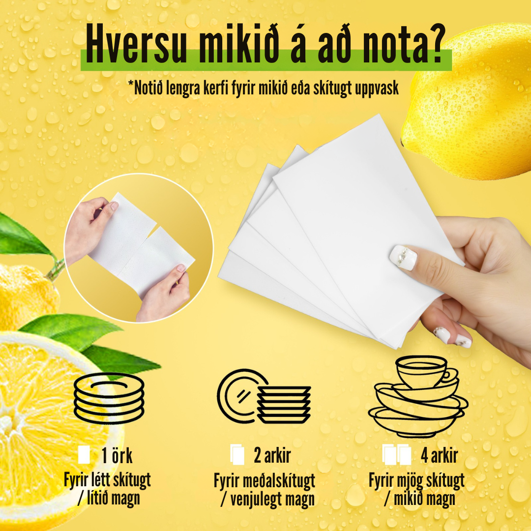 Flekkfritt Uppvaskarkir Citrus Spark 50stk <100 þvottar