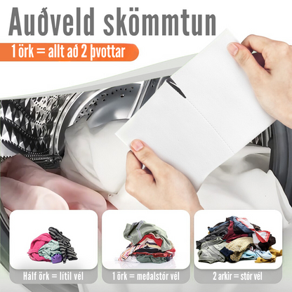 Flekkfritt Þvottaarkir  Án ilmefna 50 ark <100 vask