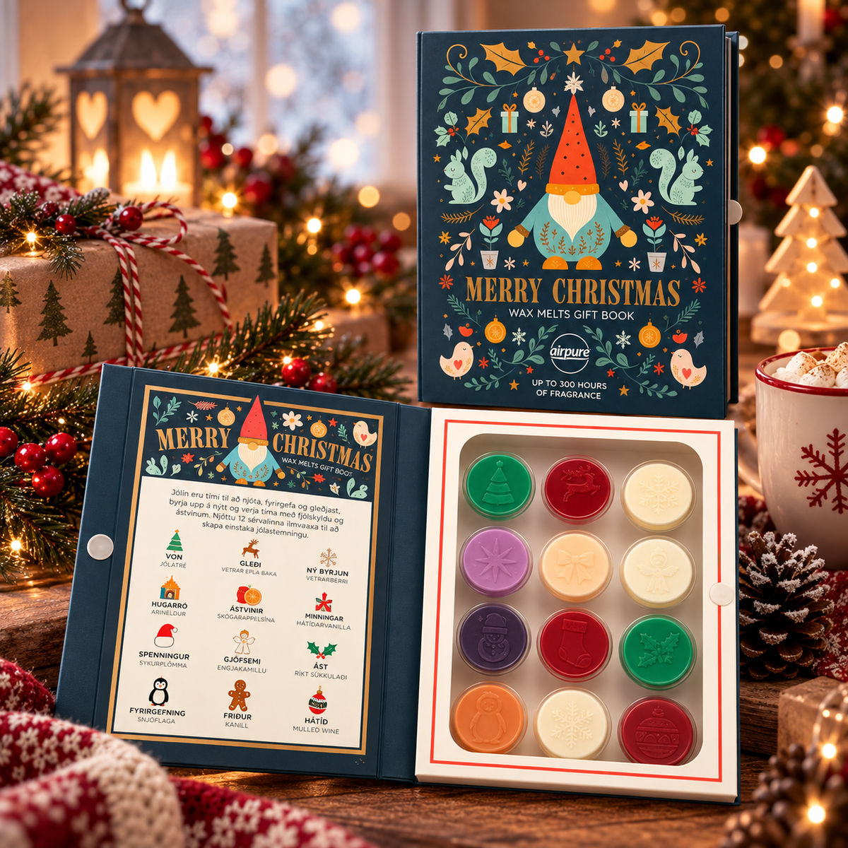 Airpure Merry Christmas Wax Melts Gift Book Gnome