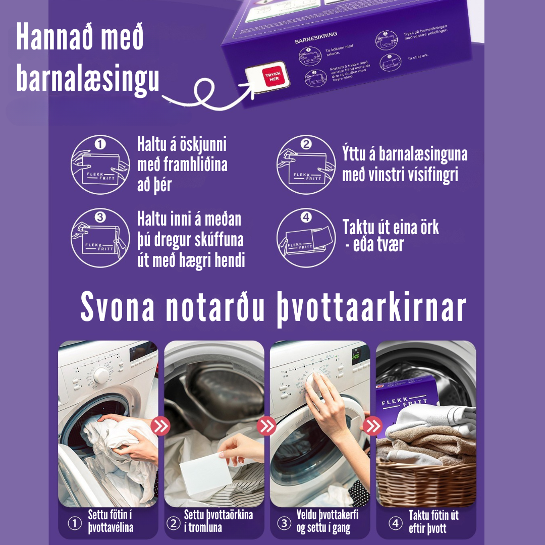 Flekkfritt Þvottaarkir  Lavender Serenity 50 ark <100 vask