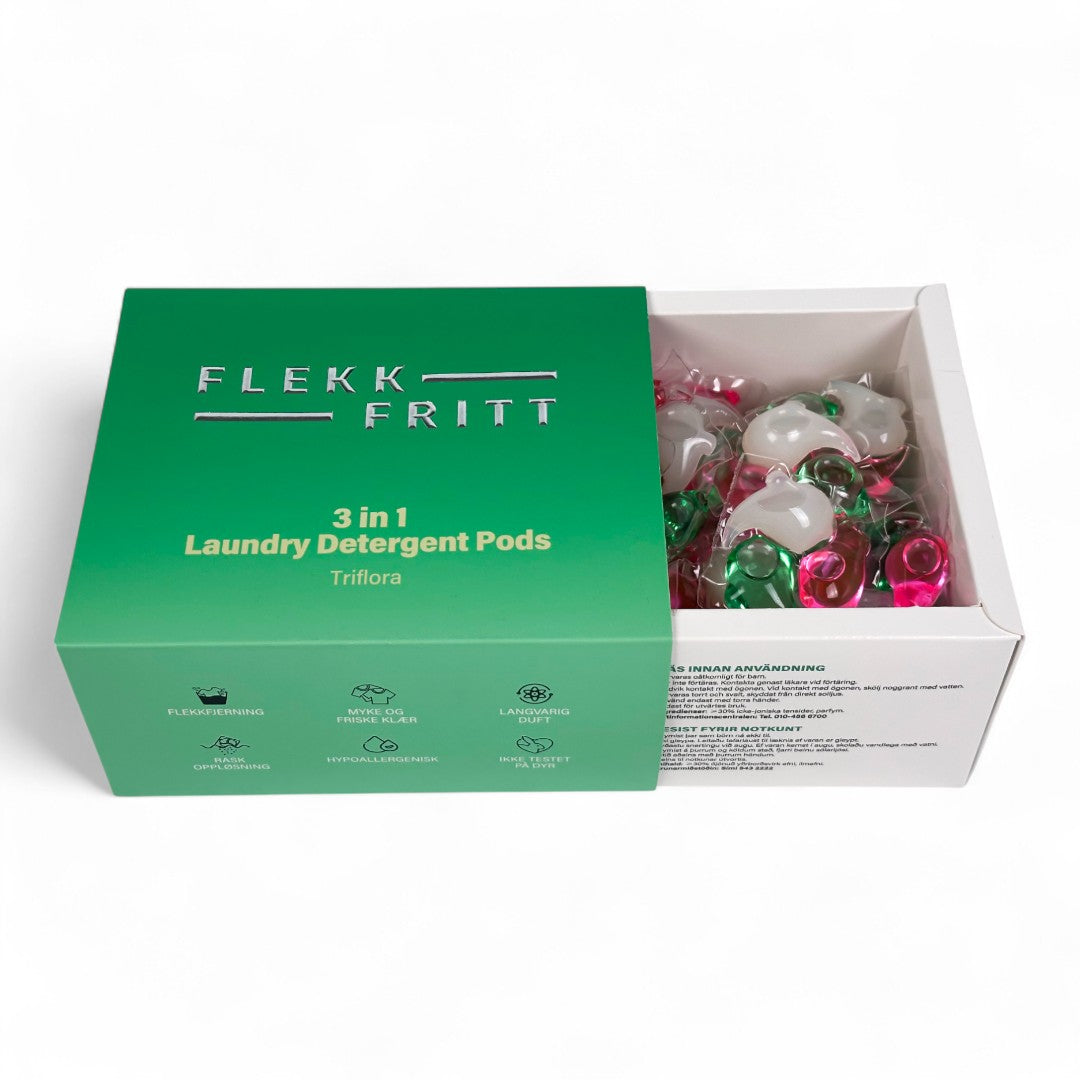 Flekkfritt 3 i 1 Þvottahylki  Triflora 40 stk