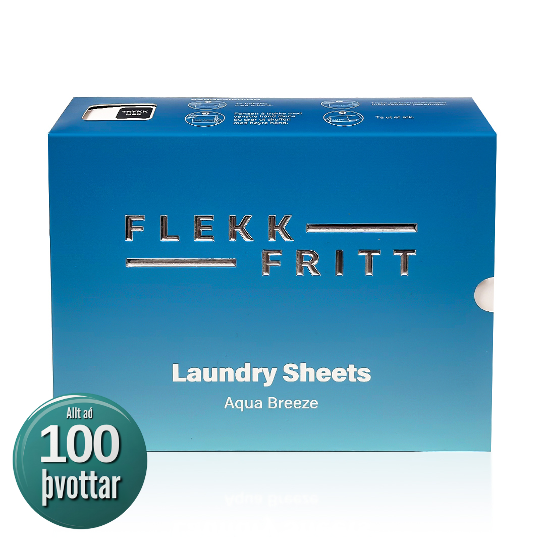Flekkfritt þvottaþynnur Aqua Breeze pakki á hvítum bakgrunni