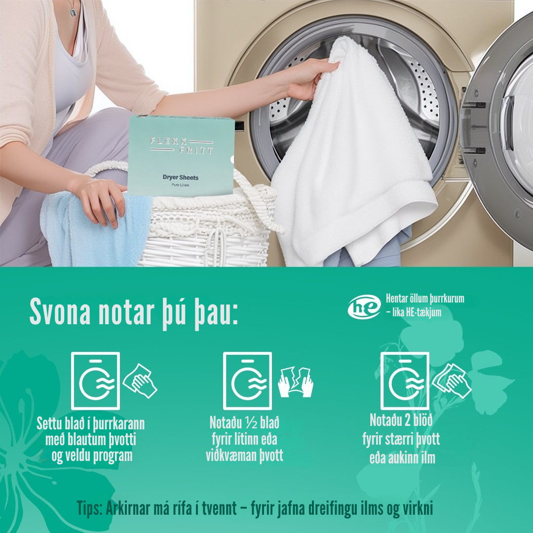 Flekkfritt Þurrkaraarkir Pure Linen 40 stk